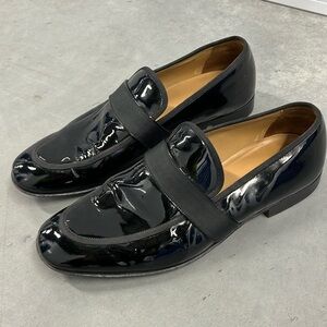 USED Bally black patent leather loafers SIZE 6.5UK